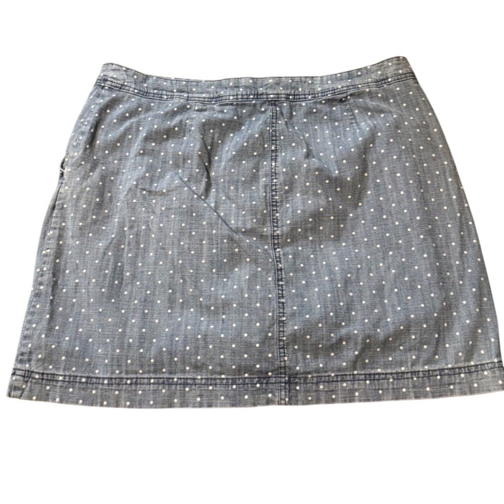 Karen Scott Petites Blue Polka Dot Denim Skort Womens 12P Light Wash Cotton - Picture 2 of 7